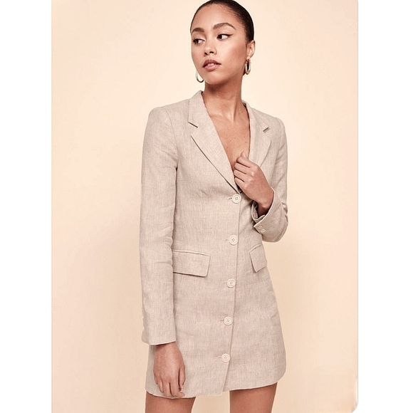 Reformation Dresses & Skirts - Reformation Aaron Blazer Dress Linen Natural size 2